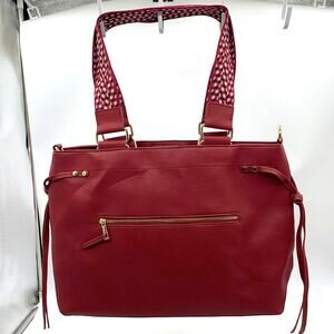 AHDORNED Red Purse North/South Double Handle Tote with Crossbody Strap